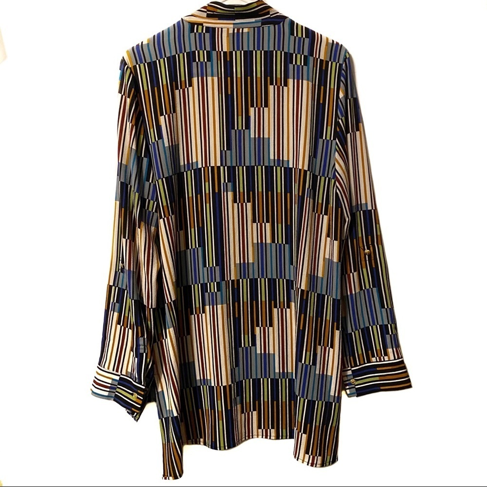 Rafaella geo stripe tie detail career blouse large‎ - Picture 5 of 8